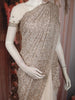 Soft Ivory Floral Vine Zari Embroidered Design Georgette Fancy Saree with Scalloped Border