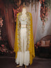 Soft Ivory Floral Zari Embroidered Design Georgette Palazzo Suit with Contrast Designer Over Coat