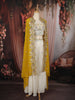 Soft Ivory Floral Zari Embroidered Design Georgette Palazzo Suit with Contrast Designer Over Coat
