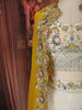 Soft Ivory Floral Zari Embroidered Design Georgette Palazzo Suit with Contrast Designer Over Coat