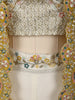 Soft Ivory Floral Zari Embroidered Design Georgette Palazzo Suit with Contrast Designer Over Coat