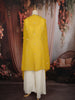 Soft Ivory Floral Zari Embroidered Design Georgette Palazzo Suit with Contrast Designer Over Coat