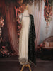 Soft Ivory Floral Zari Embroidered Design Organza Anarkali Salwar Suit with Contrast Dupatta