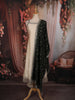 Soft Ivory Floral Zari Embroidered Design Organza Anarkali Salwar Suit with Contrast Dupatta