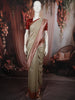 Soft Ivory Floral Zari  Embroidered Design Pure Tussar Party Wear Saree with Contrast Woven Border