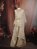 Soft Ivory Floral Zari Embroidered Design Tissue Kids Palazzo Suit with Dupatta