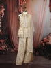 Soft Ivory Floral Zari Embroidered Design Tissue Kids Palazzo Suit with Dupatta