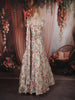 Soft Ivory Floral and Leafy Botanical Printed Design Chiffon Lehenga