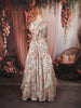 Soft Ivory Floral and Leafy Botanical Printed Design Chiffon Lehenga