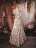 Soft Ivory Floral and Leafy Botanical Printed Design Chiffon Lehenga