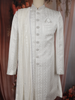 Soft Ivory Geometric Woven Design Jacquard Sherwani Suit with Dupatta