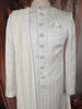 Soft Ivory Geometric Woven Design Jacquard Sherwani Suit with Dupatta