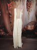 Soft Ivory Heavy Beads Embroidered Design Chiffon Ready To Wear Saree with Corset Style Fitted Bodice