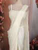 Soft Ivory Heavy Beads Embroidered Design Chiffon Ready To Wear Saree with Corset Style Fitted Bodice
