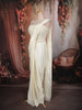 Soft Ivory Heavy Beads Embroidered Design Chiffon Ready To Wear Saree with Corset Style Fitted Bodice