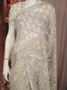 Soft Ivory Heavy Sequins Embroidered Design Net Party Wear Saree with Designer Border