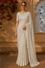 Soft Ivory Heavy Sequins Embroidered Design Net Party Wear Saree with Designer Border