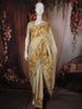Soft Ivory Horizontal Striped Zari Woven Design Chiffon Fancy Saree with Designer Border