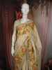 Soft Ivory Horizontal Striped Zari Woven Design Chiffon Fancy Saree with Designer Border