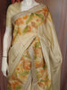 Soft Ivory Horizontal Striped Zari Woven Design Chiffon Fancy Saree with Designer Border