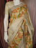Soft Ivory Horizontal Striped Zari Woven Design Chiffon Fancy Saree with Designer Border