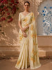 Soft Ivory Horizontal Striped Zari Woven Design Chiffon Fancy Saree with Designer Border
