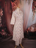 Soft Ivory Leaf Printed Design Cotton Palazzo Suit