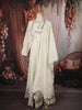 Soft Ivory Mirror Embroidered Design Pure Cotton Long Anarkali Gown with Matching Dupatta