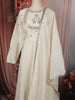 Soft Ivory Mirror Embroidered Design Pure Cotton Long Anarkali Gown with Matching Dupatta