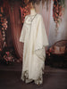Soft Ivory Mirror Embroidered Design Pure Cotton Long Anarkali Gown with Matching Dupatta