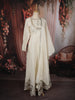 Soft Ivory Mirror Embroidered Design Pure Cotton Long Anarkali Gown with Matching Dupatta