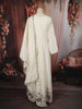 Soft Ivory Mirror Embroidered Design Pure Cotton Long Anarkali Gown with Matching Dupatta