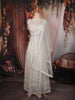 Soft Ivory Mirror and Beads Embroidered Design Net Gown with Dupatta