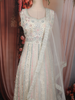 Soft Ivory Mirror and Beads Embroidered Design Net Gown with Dupatta