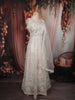 Soft Ivory Mirror and Beads Embroidered Design Net Gown with Dupatta