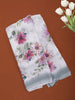 Soft Ivory Multicolour Floral Printed Chiffon Saree with Grey Ombre Border