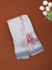 Soft Ivory Multicolour Floral Printed Chiffon Saree with Grey Ombre Border