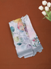 Soft Ivory Multicolour Floral Printed Chiffon Saree with Grey Ombre Border