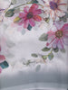 Soft Ivory Multicolour Floral Printed Chiffon Saree with Grey Ombre Border