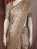 Soft Ivory Peacock and Floral Zari Woven Design Pure Banarasi Silk Saree with Designer Border