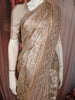 Soft Ivory Peacock and Floral Zari Woven Design Pure Banarasi Silk Saree with Designer Border