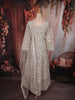 Soft Ivory Pearl White Floral Thread Embroidered Design Net Bridesmaid Gown with Dupatta