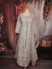 Soft Ivory Pearl White Floral Thread Embroidered Design Net Bridesmaid Gown with Dupatta