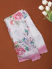 Soft Ivory Pink Floral Printed Chiffon Saree with Ombre Border