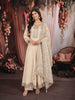 Soft Ivory Sequins Embroidered Design Semi Silk Anarkali Salwar Suit with Matching Designer Dupatta