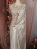 Soft Ivory Sequins and Beads Embroidered Design Holographic Ready to Wear Draped Saree with Stitched Designer Blouse