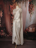 Soft Ivory Sequins and Beads Embroidered Design Holographic Ready to Wear Draped Saree with Stitched Designer Blouse