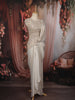 Soft Ivory Sequins and Beads Embroidered Design Holographic Ready to Wear Draped Saree with Stitched Designer Blouse