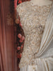 Soft Ivory Sequins and Beads Embroidered Design Holographic Ready to Wear Draped Saree with Stitched Designer Blouse