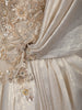 Soft Ivory Sequins and Beads Embroidered Design Holographic Ready to Wear Draped Saree with Stitched Designer Blouse
